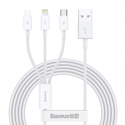 Baseus Superior Series 3-in-1 Fast Charging Data Cable White